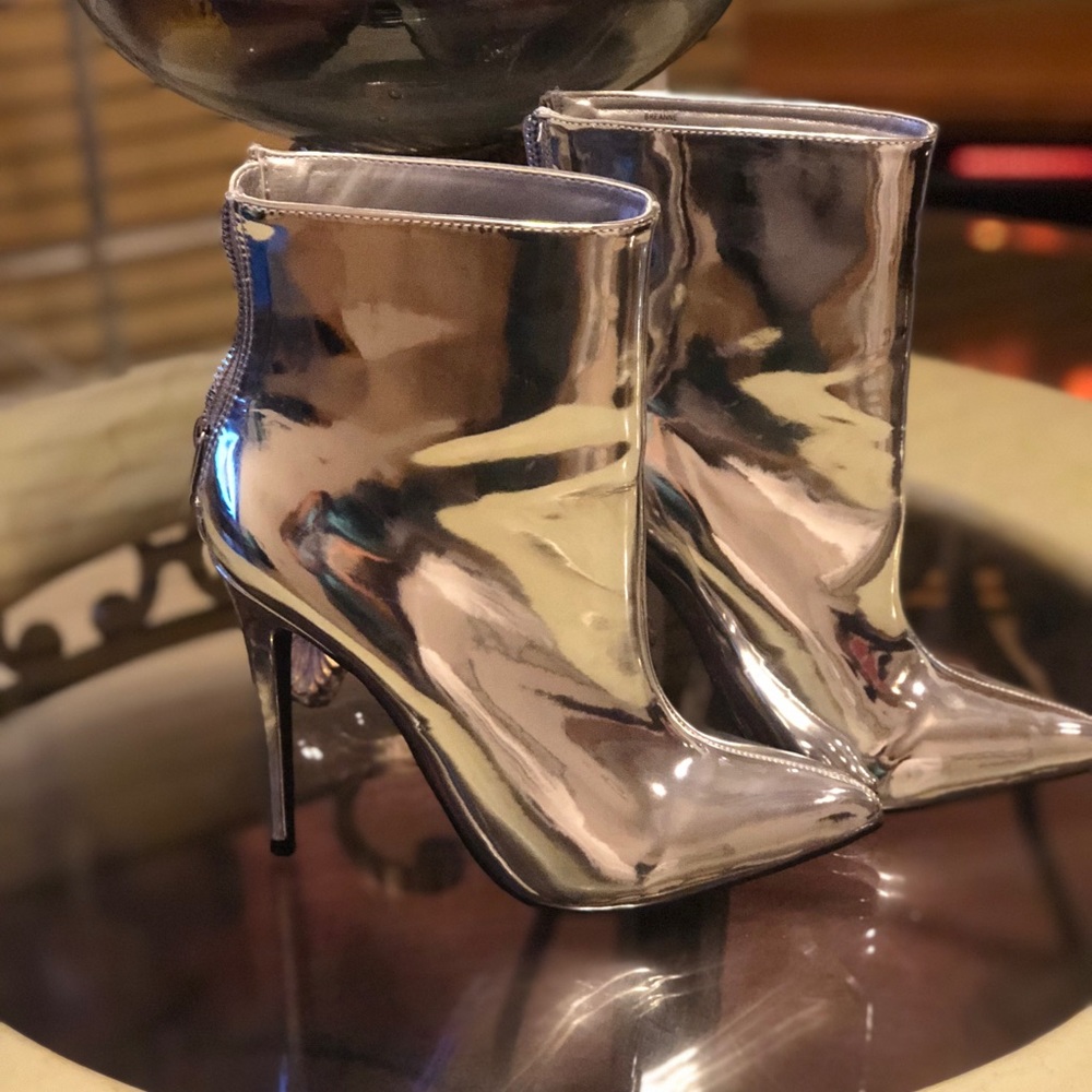 Silver Metallic Booties